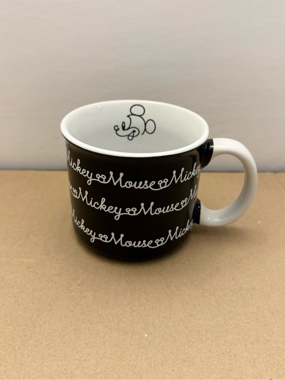 Disney Mickey Mouse Black White Script Ceramic Mug Sketch Design